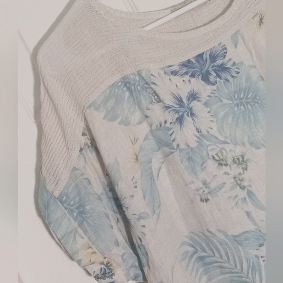 linen pop over top LUNGO L'ARNO Cap Sleeve Floral - Picture 2 of 7